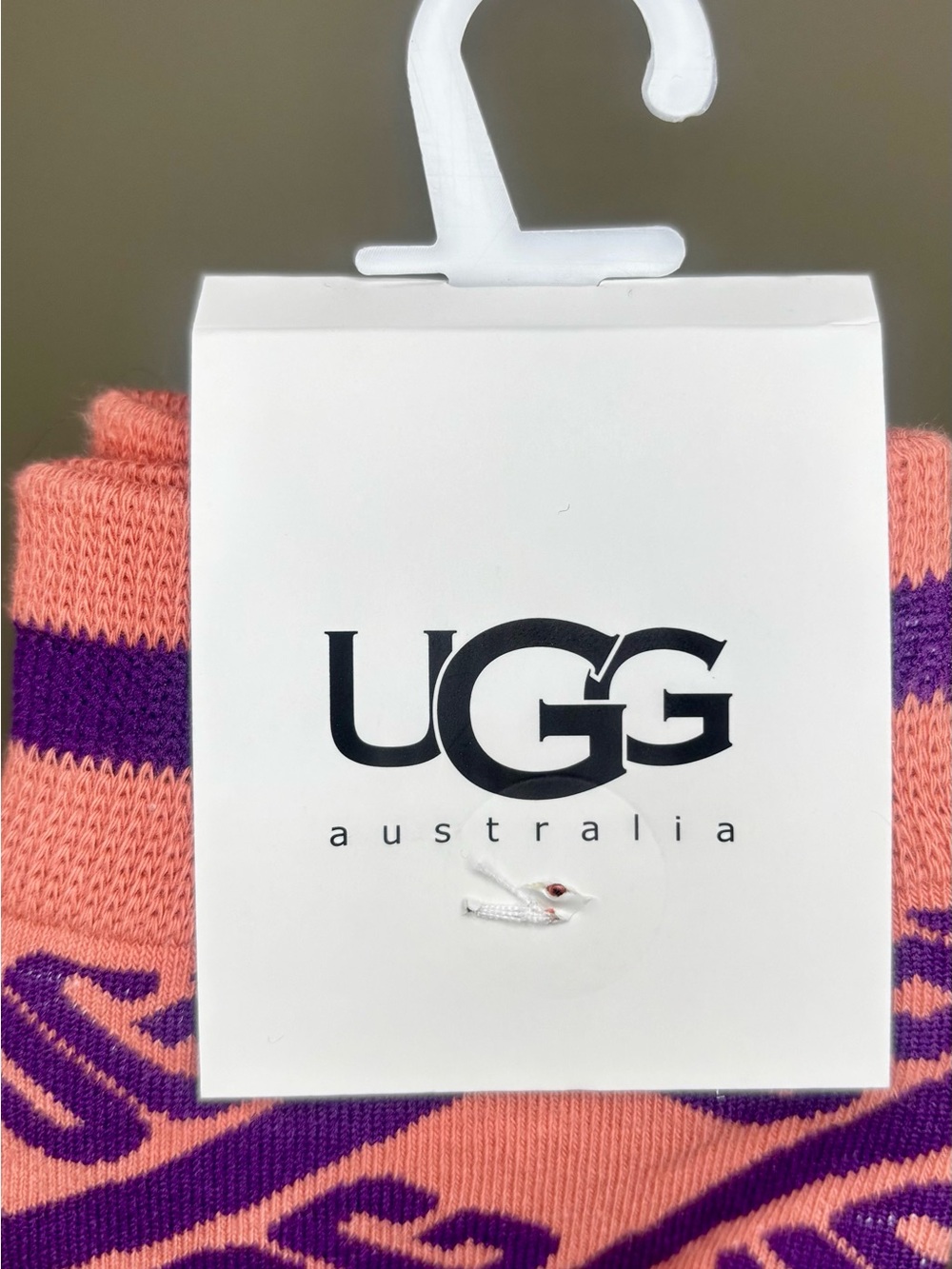 NWT UGG Australia Monogram Logo Crew Socks 3-Pack Orange Burgundy - Picture 3 of 3